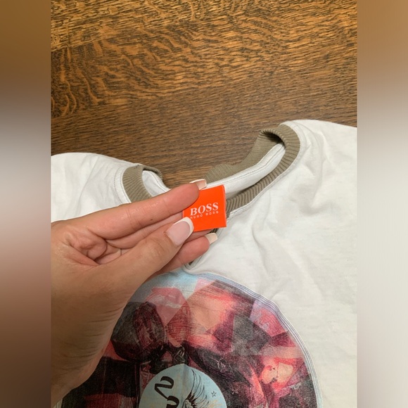 HUGO BOSS Graphic Cotton Soft T-Shirt White Men’s Size Large Made in Portugal - Picture 8 of 14